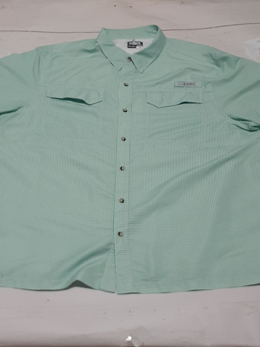 HABIT Men's 2XL Big & Tall Green/White Check Short Sleeve Button-Up Shirt